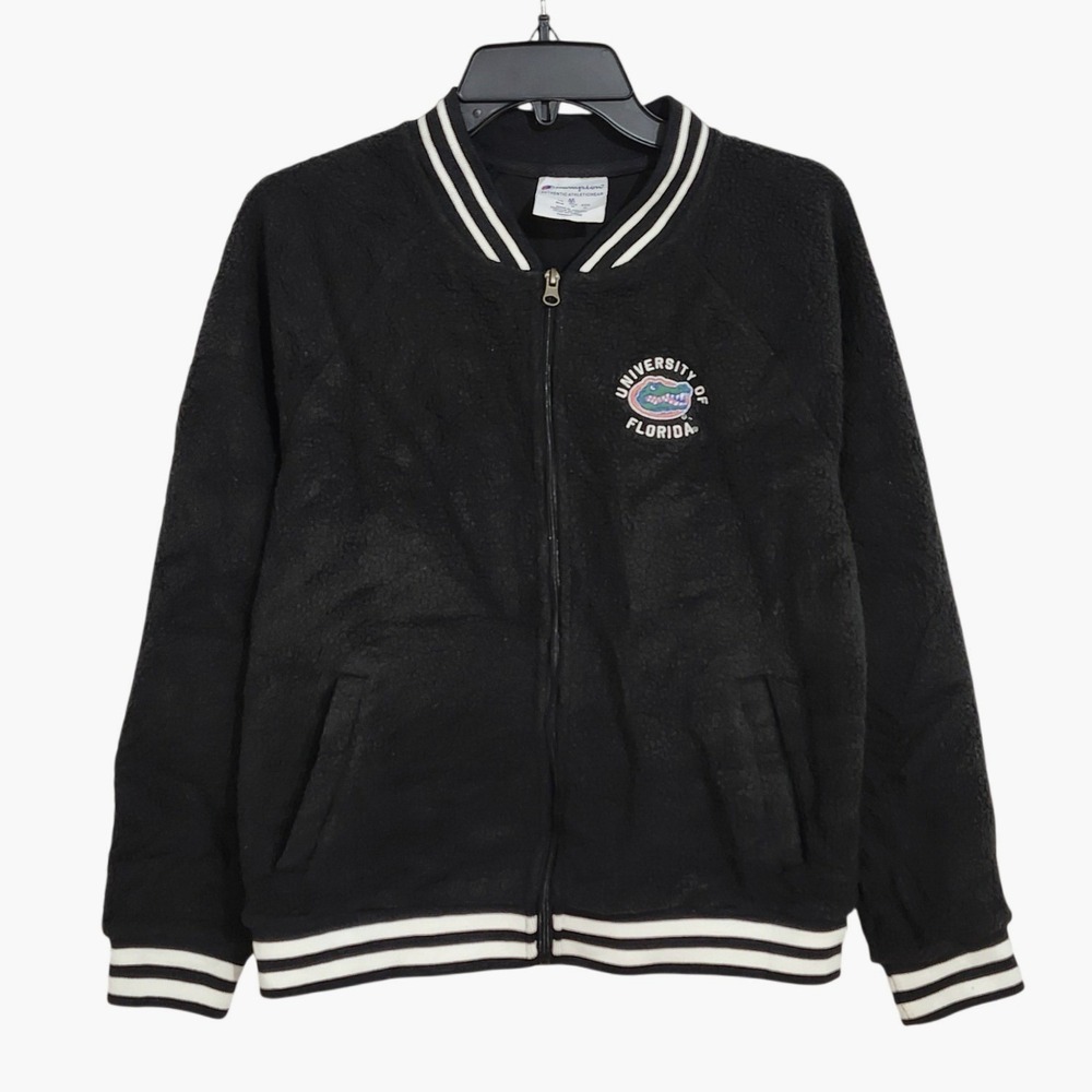 Champion Florida Gators Sherpa Fleece Track Jacket Womens Medium Black Full Zip